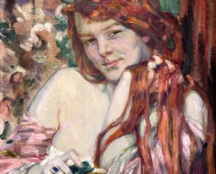 BILDCREDITS: Rothaarige Frau, ca. 1922, 50x62 cm, Öl auf Leinwand, Privatbesitz, Carstensen-WVZ 281