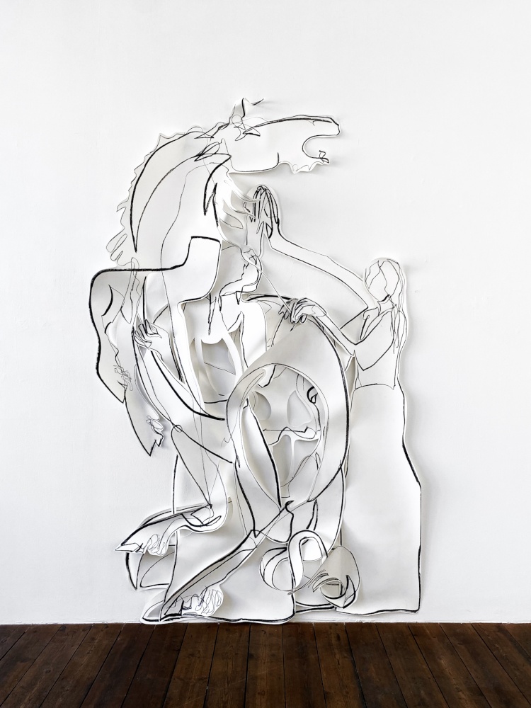 not amused, 2026, kohle auf Aquarellkarton, 275 x 200 cm © VG Bildkunst Bonn, Petra Lottje