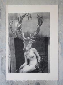 Animal Spirits 1.0 Series: deer woman I, 2018, Silkscreen print, acrylic on cotton paper69 x 48 cm 2018
